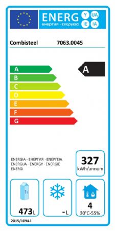 Armoire réfrigérée positive professionnelle 1 porte pleine 562 L classe énergétique A - Combisteel - 7063.0045