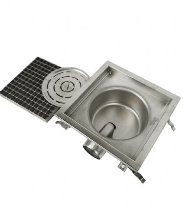 Caniveau de sol pour cuisine 300x300x131 mm en acier inoxydable - Combisteel - 7075.0100