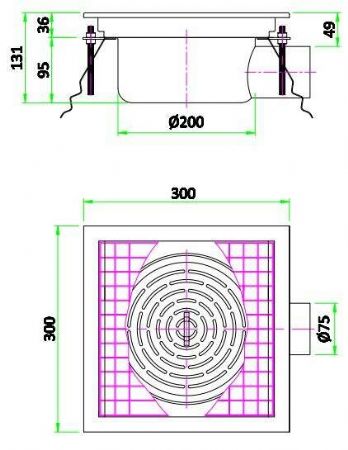 Caniveau de sol pour cuisine 300x300x131 mm en acier inoxydable - Combisteel - 7075.0100