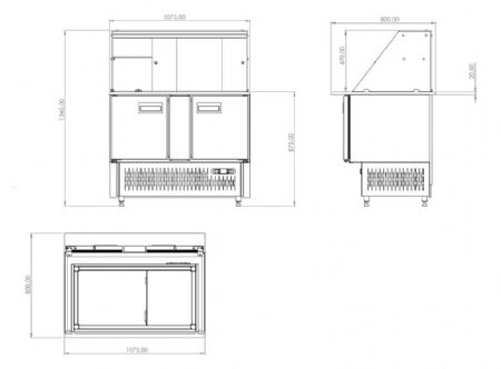 Buffet réfrigéré positif 3 bacs GN 1/1 1070x800x850 mm - Combisteel - 7077.0100