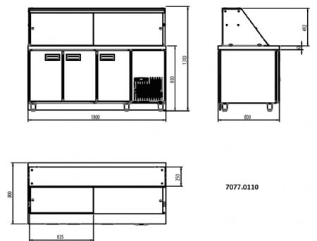 Buffet réfrigéré positif 5 bacs GN 1/1 1800x800x850 mm - Combisteel - 7077.0110