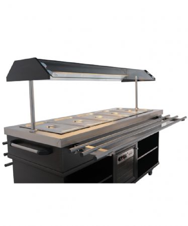 Buffet chaud en acier inox +30/+90 pour 5 bacs GN 1/1 - 1900x700x1400 mm