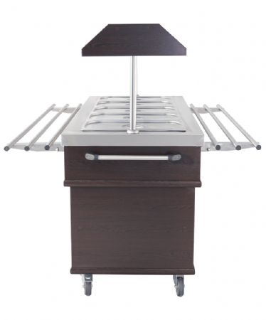 Buffet chaud en acier inox +30/+90 pour 5 bacs GN 1/1 - 1900x700x1400 mm
