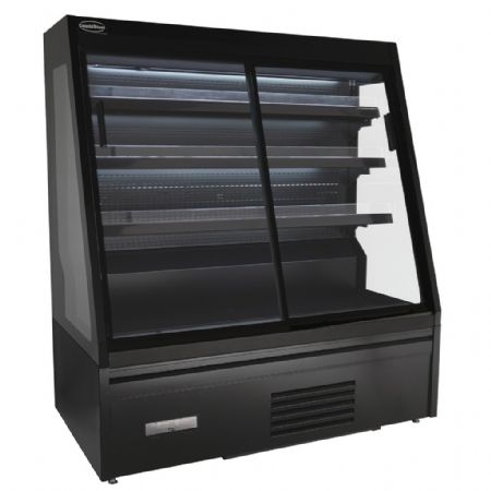 Vitrine murale de supermarché noire 2 portes vitrées coulissantes positive 1310 mm - Combisteel - 7080.0030
