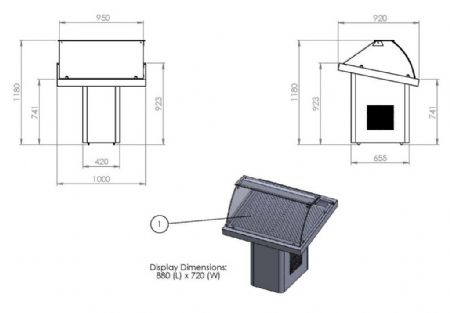 Vitrine rfrigre poissons sur socle largeur 1000mm