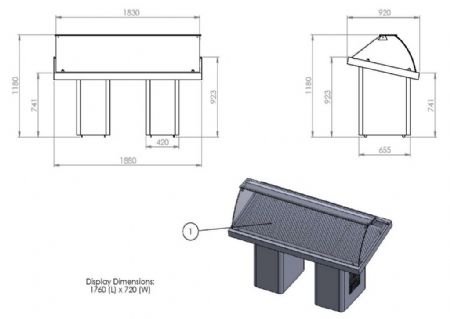 Vitrine poissonnerie 1880x900x1200 mm - Combisteel - 7083.0015