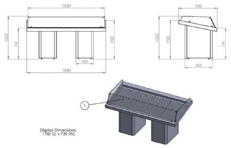 Vitrine pour poisson libre service - largeur 1900mm