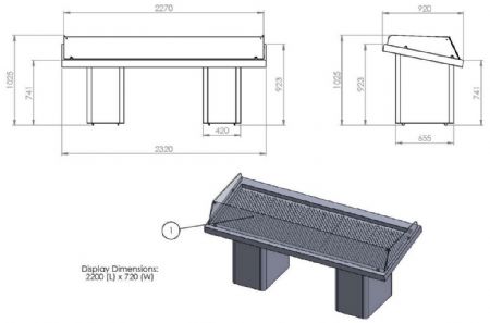 Vitrine pour poisson libre service - largeur 2300mm