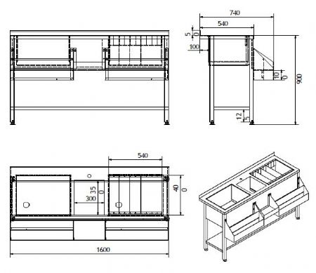Table cocktail professionnelle avec 2 bacs à glace et speedrail - Combisteel - 7084.0015
