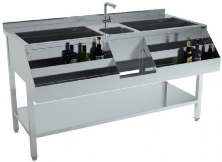 Table cocktail professionnelle avec 2 bacs à glace et speedrail - Combisteel - 7084.0015