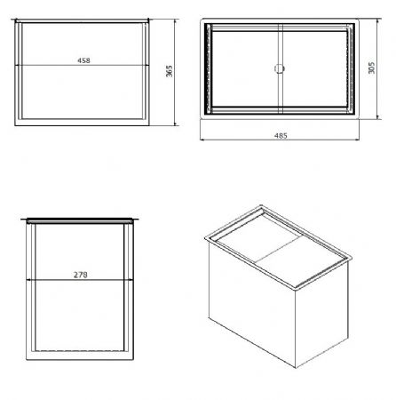 Bac  glace encastrable inox - 485x305x365mm