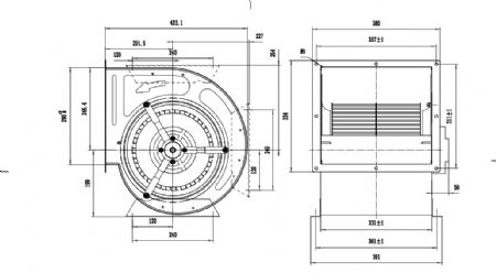 Moteur pour hotte aspirante monophas avec puissance de 0,75 kW - 550x600x575 mm