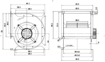 Ventilateur caisson monophas pour moteur de hotte cuisine 0,9 kW - 650x700x650 mm