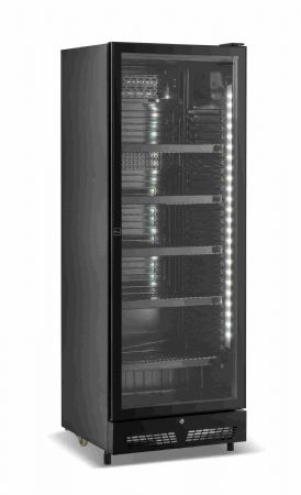 Rfrigrateur  boissons noir 1 porte vitre 400 litres - 650x595x1795 mm