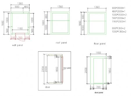 Chambre froide sans groupe isolation 100 mm 1360x1660x2200 mm - Combisteel - 7087.0010