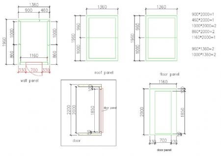 Chambre froide sans groupe isolation 100 mm 1360x1960x2200 mm - Combisteel - 7087.0015