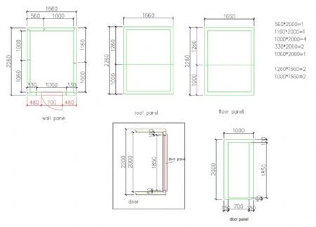Chambre froide sans groupe isolation 100 mm 1660x2260x2200 mm - Combisteel - 7087.0030