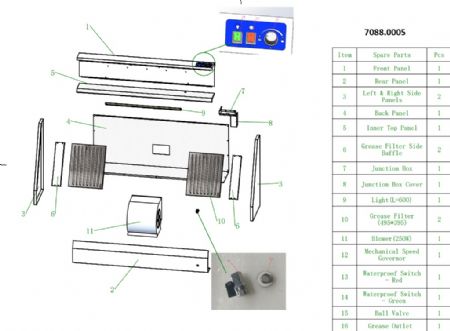 Hotte Murale avec Moteur 1000x900x450 mm - Combisteel - 7088.0005