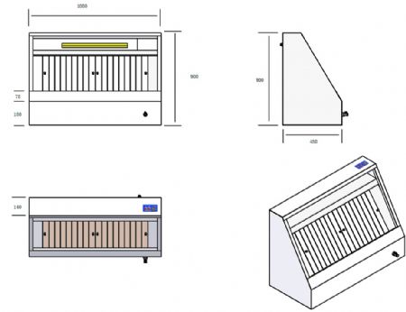 Hotte Murale avec Moteur 1000x900x450 mm - Combisteel - 7088.0005