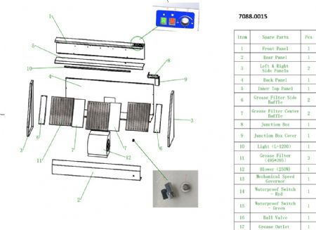 Hotte Murale avec moteur 1600x900x450 mm - Combisteel - 7088.0015