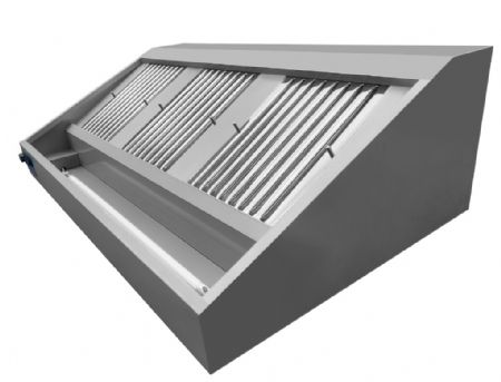 Hotte murale inox professionnelle avec 3 filtres et moteur - 1600x900x450 mm