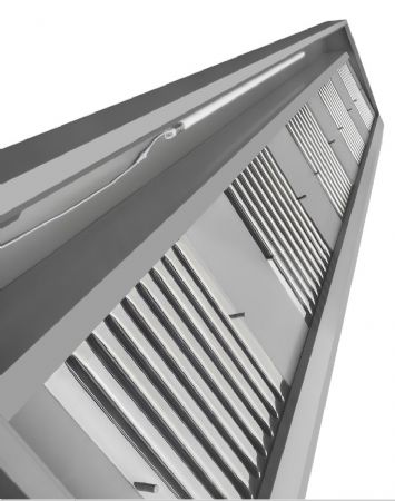 Hotte murale inox avec moteur et 5 filtres - 3000x900x450 mm