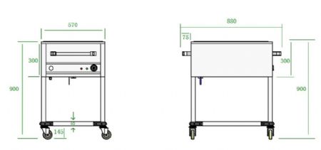 Chariot bain-marie 2 bacs GN 1/1 mobile avec freins - Combisteel - 7088.0200