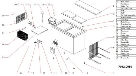 Conservateur de bouteilles 264 litres à couvercle inox 1000x579x862 mm - Combisteel - 7092.0080