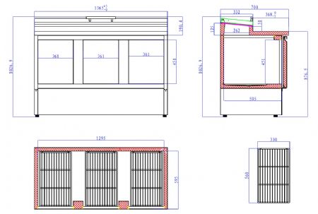 Saladette réfrigérée professionnelle 3 portes 7 bacs GN 1/4 couvercle en verre positive - Combisteel - 7092.0095