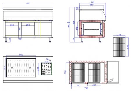 Table de bar professionnelle réfrigéré station cocktails 2 portes 125 L positive 1360x718x955 mm - Combisteel - 7092.0100