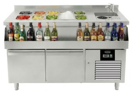 Table de bar professionnelle réfrigéré station cocktails 2 portes 125 L positive 1360x718x955 mm - Combisteel - 7092.0100