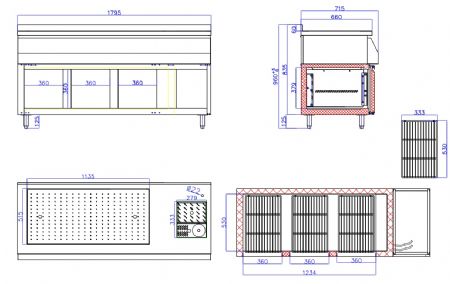 Table de bar réfrigéré avec station cocktails 3 portes 188 L positive - Combisteel - 7092.0105
