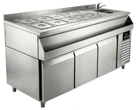 Table de bar réfrigéré avec station cocktails 3 portes 188 L positive - Combisteel - 7092.0105
