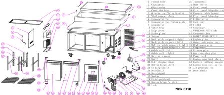 Saladette professionnelle couvercle en verre 2 portes 7 bacs GN 1/3 positive - Combisteel - 7092.0110