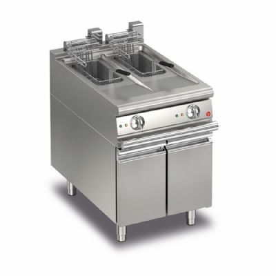 Friteuse électrique monobloc sur coffre - avec 2 bacs 10+10 L et puissance 18 kW Friteuse électrique monobloc sur coffre - avec 2 bacs 10+10 L et puissance 18 kW