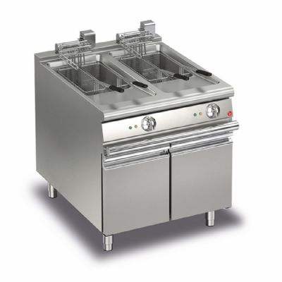 Friteuse électrique monobloc sur coffre avec 2 bacs 15+15 L - 800x700x870 Friteuse électrique monobloc sur coffre avec 2 bacs 15+15 L - 800x700x870