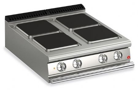 Fourneau à plaque de cuisson - 4 plaques carrées électriques - Gamme QUEEN 700 - Baron - 70QPCE801 Fourneau à plaque de cuisson - 4 plaques carrées électriques - Gamme QUEEN 700 - Baron - 70QPCE801