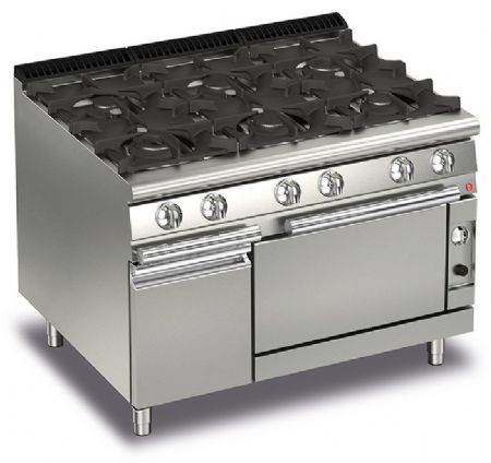 Fourneau 6 feux vifs gaz sur four gaz et placard fermé - Gamme QUEEN 700 - Baron - 70QPCFG1206 Fourneau 6 feux vifs gaz sur four gaz et placard fermé - Gamme QUEEN 700 - Baron - 70QPCFG1206