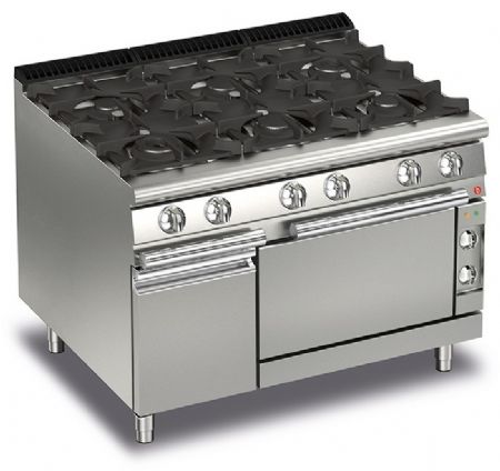 Fourneau 6 feux vifs gaz sur four électrique et placard fermé - Gamme QUEEN 700 - Baron - 70QPCFGE126 Fourneau 6 feux vifs gaz sur four électrique et placard fermé - Gamme QUEEN 700 - Baron - 70QPCFGE126