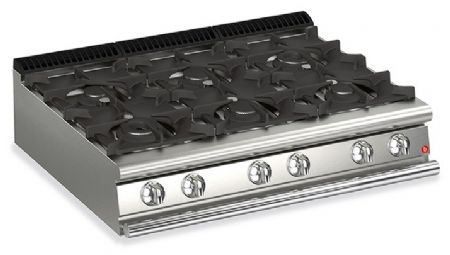 Fourneau à plaque de cuisson de table 6 feux vifs gaz - Gamme QUEEN 700 - Baron - 70QPCG1206
