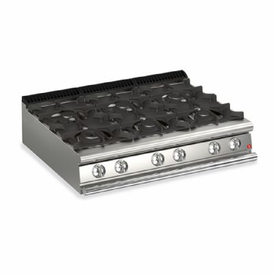 Plaque gaz de table 6 brûleurs vifs puissance 32,4 kW Plaque gaz de table 6 brûleurs vifs puissance 32,4 kW