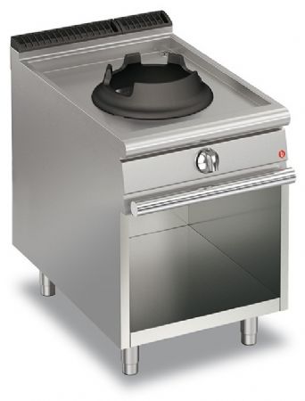 Fourneau Wok 1 feu gaz sur placard ouvert - Gamme QUEEN 700 - Baron - 70QPCVWG610