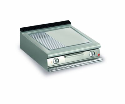 Plancha électrique de comptoir chrome dur strié 1/3 et lisse 2/3 - 800x700x250 Plancha électrique de comptoir chrome dur strié 1/3 et lisse 2/3 - 800x700x250