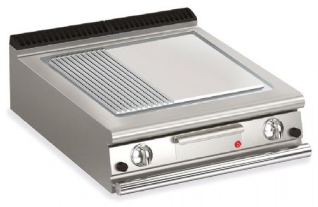 Plancha professionnelle gaz à poser surface rainurée chrome brossé 9 kW - Baron - 70QSFTTG627