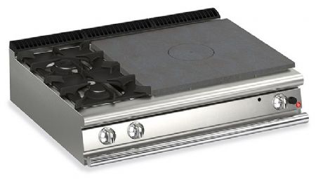 Fourneau à plaque de cuisson de table 2 feux vifs gaz + Plaque coup de feu - Gamme QUEEN 700 - Baron - 70QTPG121SX