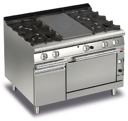 Fourneau 4 feux vifs gaz + 1/2 plaque coup de feu sur four gaz et placard fermé - Gamme QUEEN 700 - Baron - 70QTPMFG121 Fourneau 4 feux vifs gaz + 1/2 plaque coup de feu sur four gaz et placard fermé - Gamme QUEEN 700 - Baron - 70QTPMFG121