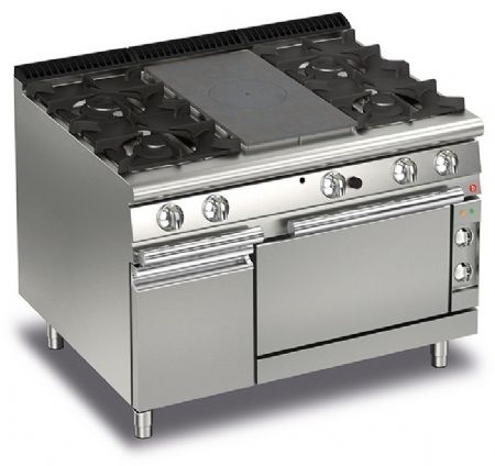 Fourneau 4 feux vifs gaz + 1/2 plaque coup de feu sur four électrique et placard fermé - Gamme QUEEN 700 - Baron - 70QTPMFGE121 Fourneau 4 feux vifs gaz + 1/2 plaque coup de feu sur four électrique et placard fermé - Gamme QUEEN 700 - Baron - 70QTPMFGE121