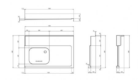 Table d'entre avec tagre 1200mm a gauche pour 7082.0070-75