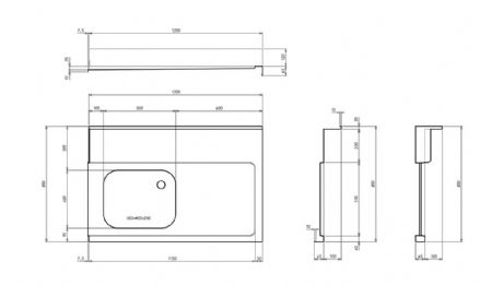 Table d'entre avec tagre 1200mm a droite pour 7082.0070-75