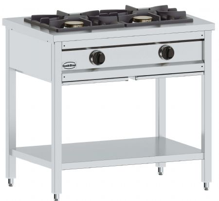 Cuisinière gaz professionnelle sur meuble 2 brûleurs 17 kW - Combisteel - 7178.0600